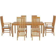 7 Piece Teak Wood West Palm 71" Patio Bistro Dining Set with 2 Arm Chairs and 4 Side Chairs