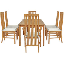 7 Piece Teak Wood West Palm 71" Patio Bistro Dining Set with 2 Arm Chairs and 4 Side Chairs