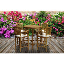 5 Piece Teak Wood Orleans Bar Table/Chair Set With Cushions - Chic Teak