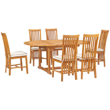 7 Piece Teak Wood Balero Round to Oval Dining Set with 6 Side Chairs