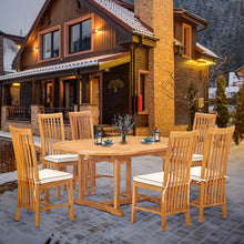 7 Piece Teak Wood Balero Round to Oval Dining Set with 6 Side Chairs