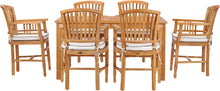 7 Piece Teak Wood Orleans 55" Patio Bistro Dining Set with 6 Arm Chairs