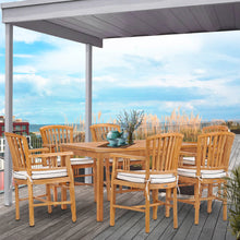 7 Piece Teak Wood Orleans 55" Patio Bistro Dining Set with 6 Arm Chairs