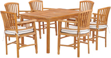 7 Piece Teak Wood Orleans 55" Patio Bistro Dining Set with 6 Arm Chairs