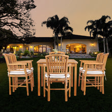 7 Piece Teak Wood Orleans 55" Patio Bistro Dining Set with 6 Arm Chairs