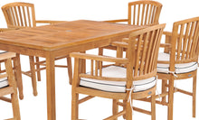 7 Piece Teak Wood Orleans 55" Patio Bistro Dining Set with 6 Arm Chairs