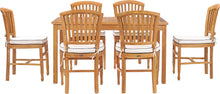 7 Piece Teak Wood Orleans 55" Patio Bistro Dining Set with 6 Side Chairs