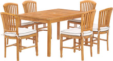 7 Piece Teak Wood Orleans 55" Patio Bistro Dining Set with 6 Side Chairs