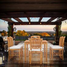 7 Piece Teak Wood Orleans 55" Patio Bistro Dining Set with 6 Side Chairs