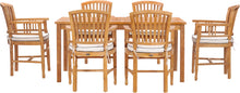 7 Piece Teak Wood Orleans 63" Patio Bistro Dining Set with 6 Arm Chairs