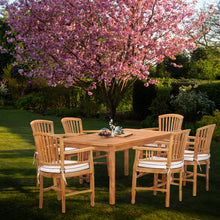 7 Piece Teak Wood Orleans 63" Patio Bistro Dining Set with 6 Arm Chairs