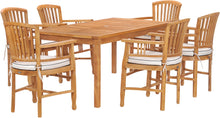 7 Piece Teak Wood Orleans 63" Patio Bistro Dining Set with 6 Arm Chairs