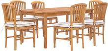 7 Piece Teak Wood Orleans 63" Patio Bistro Dining Set with 6 Side Chairs