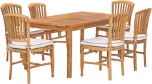7 Piece Teak Wood Orleans 63" Patio Bistro Dining Set with 6 Side Chairs