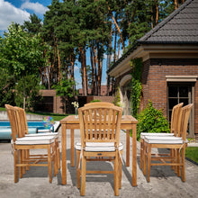 7 Piece Teak Wood Orleans 63" Patio Bistro Dining Set with 6 Side Chairs