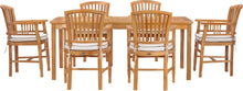 7 Piece Teak Wood Orleans 71" Patio Bistro Dining Set with 6 Arm Chairs