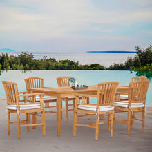 7 Piece Teak Wood Orleans 71" Patio Bistro Dining Set with 6 Arm Chairs