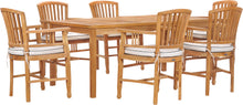 7 Piece Teak Wood Orleans 71" Patio Bistro Dining Set with 6 Arm Chairs
