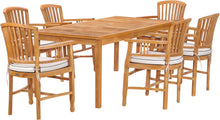 7 Piece Teak Wood Orleans 71" Patio Bistro Dining Set with 6 Arm Chairs