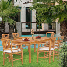 7 Piece Teak Wood Orleans 71" Patio Bistro Dining Set with 6 Arm Chairs