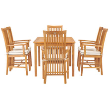 7 Piece Teak Wood Balero 55" Bistro Dining Set with 6 Arm Chairs