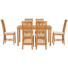 7 Piece Teak Wood Balero 55" Bistro Dining Set with 6 Side Chairs
