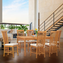 7 Piece Teak Wood Balero 55" Bistro Dining Set with 6 Side Chairs