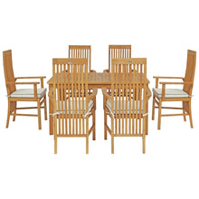 7 Piece Teak Wood West Palm 55" Bistro Dining Set with 6 Arm Chairs