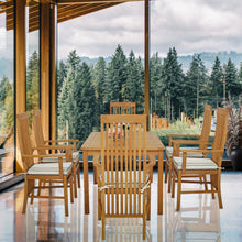 7 Piece Teak Wood West Palm 55" Bistro Dining Set with 6 Arm Chairs