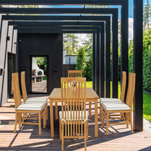 7 Piece Teak Wood West Palm 55" Bistro Dining Set with 6 Side Chairs