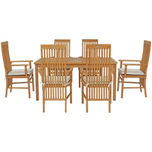 7 Piece Teak Wood West Palm 63" Bistro Dining Set with 6 Arm Chairs