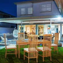 7 Piece Teak Wood West Palm 63" Bistro Dining Set with 6 Side Chairs