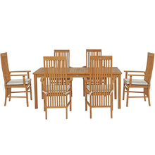 7 Piece Teak Wood West Palm 71" Bistro Dining Set with 6 Arm Chairs