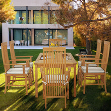 7 Piece Teak Wood West Palm 71" Bistro Dining Set with 6 Arm Chairs