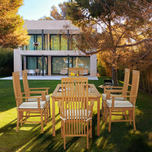 7 Piece Teak Wood West Palm 71" Bistro Dining Set with 6 Arm Chairs