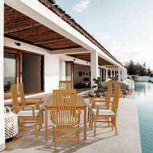 7 Piece Teak Wood West Palm 71" Bistro Dining Set with 6 Arm Chairs