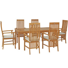 7 Piece Teak Wood West Palm 71" Bistro Dining Set with 6 Arm Chairs
