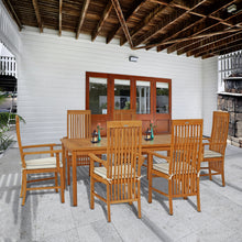 7 Piece Teak Wood West Palm 71" Bistro Dining Set with 6 Arm Chairs