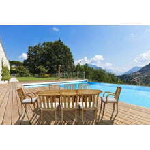 9 Piece Oval Teak Wood Boston Table/Chair Set With Cushions - Chic Teak