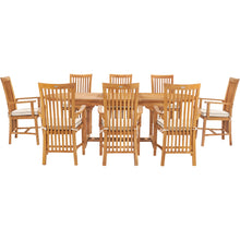 9 Piece Teak Wood Balero Outdoor Patio Dining Set including Oval Extension Table & 8 Arm Chairs