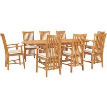 9 Piece Teak Wood Balero Outdoor Patio Dining Set including Oval Extension Table & 8 Arm Chairs