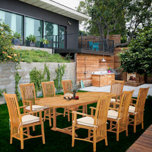 9 Piece Teak Wood Balero Outdoor Patio Dining Set including Oval Extension Table & 8 Arm Chairs
