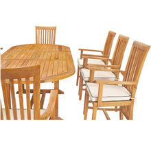 9 Piece Teak Wood Balero Outdoor Patio Dining Set including Oval Extension Table & 8 Arm Chairs