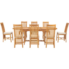 9 Piece Teak Wood Balero Outdoor Patio Dining Set including Oval Extension Table & 8 Side Chairs