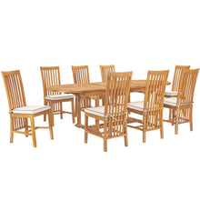9 Piece Teak Wood Balero Outdoor Patio Dining Set including Oval Extension Table & 8 Side Chairs