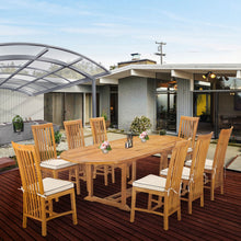 9 Piece Teak Wood Balero Outdoor Patio Dining Set including Oval Extension Table & 8 Side Chairs