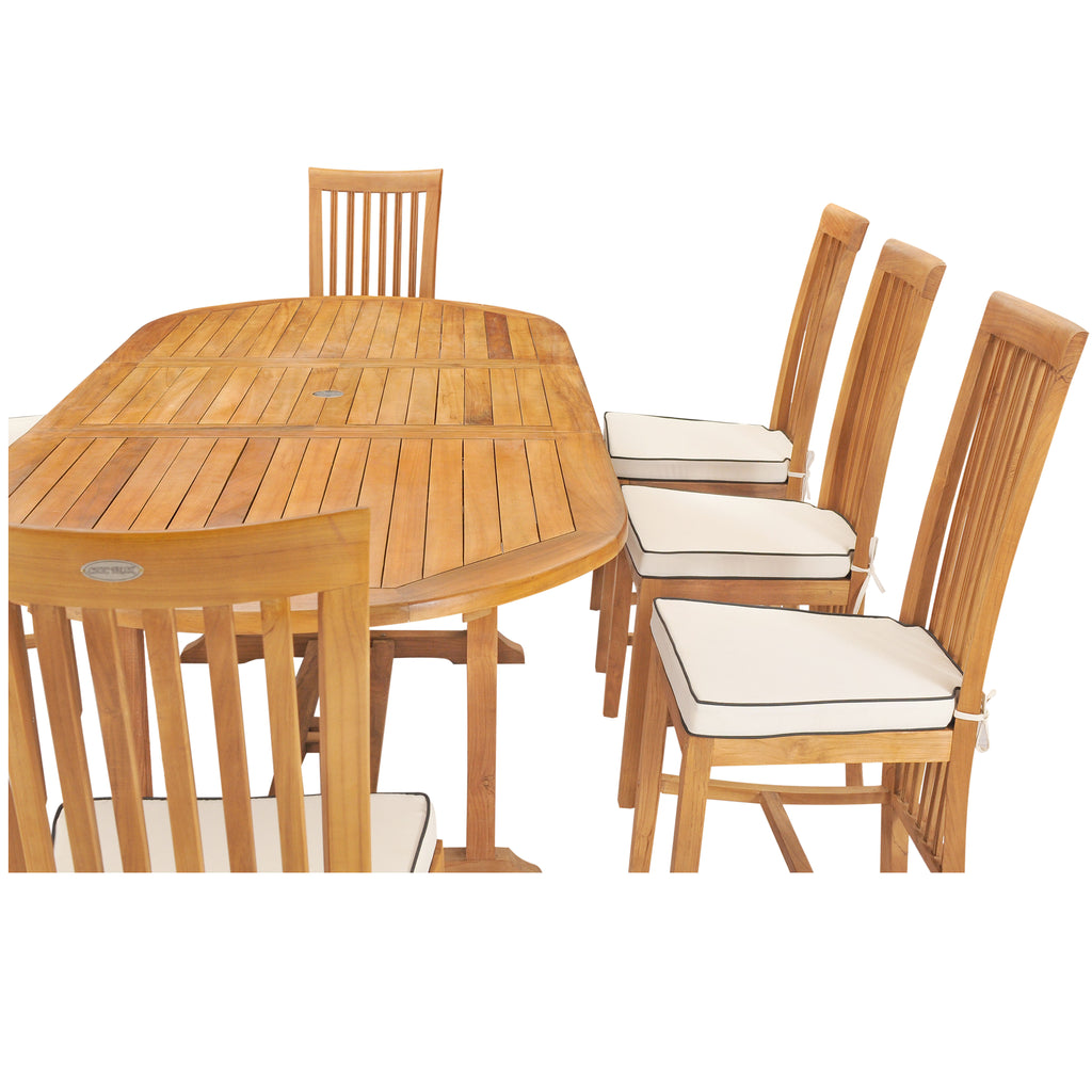 9 Piece Teak Wood Balero Outdoor Patio Dining Set including Oval ...