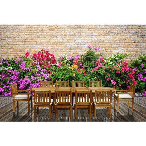 11 Piece Oval Teak Wood Elzas Table/Chair Set With Cushions - Chic Teak
