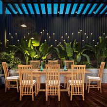 9 Piece Teak Wood Balero Outdoor Patio Dining Set including Rectangular Extension Table & 8 Side Chairs