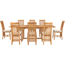 9 Piece Teak Wood Balero Outdoor Patio Dining Set including Rectangular Extension Table & 8 Side Chairs